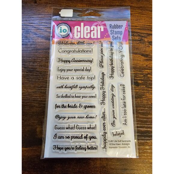 Impression Obsession Clear Rubber Stamp Set Life Stuff Sentiments Phrases - Picture 1 of 2